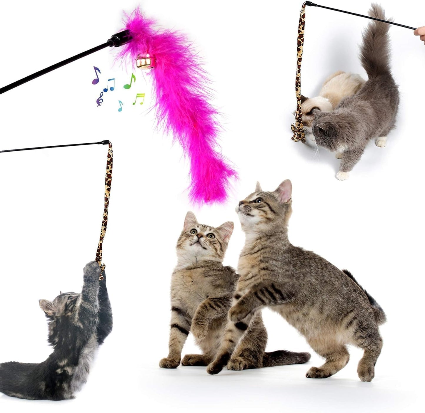 Bonus drawstring storage bag filled with AILUKI kitten accessories for easy organization.