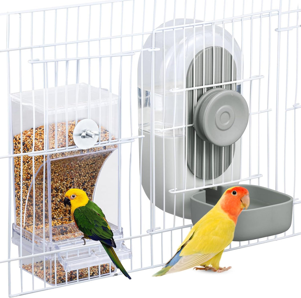 Included mounting screws and hardware for secure bird cage installation.
