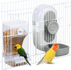 Included mounting screws and hardware for secure bird cage installation.