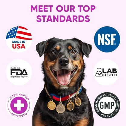 Natural skin and coat supplement to reduce shedding in dogs.