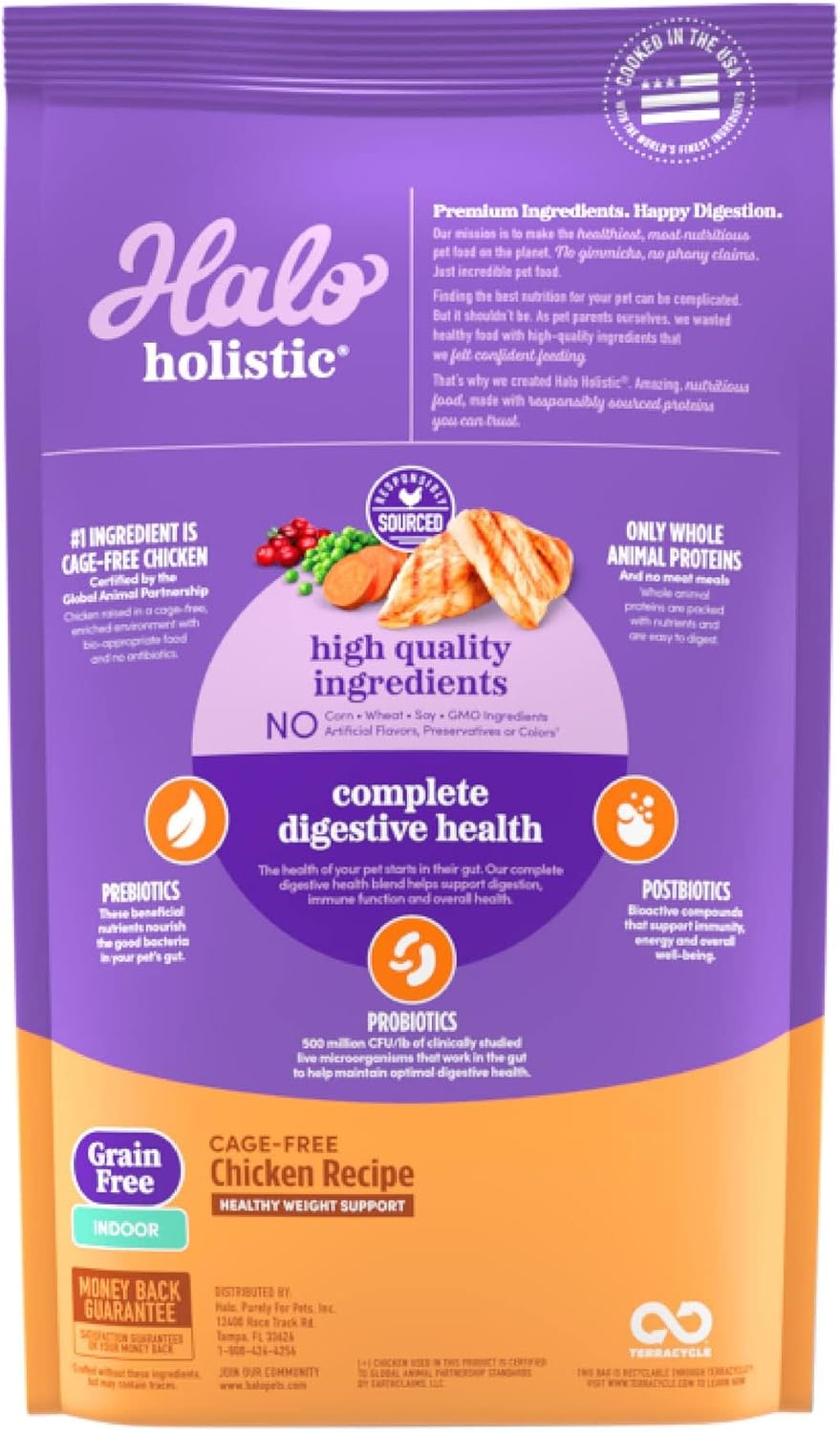 Close up of Halo Cage Free Chicken kibble texture