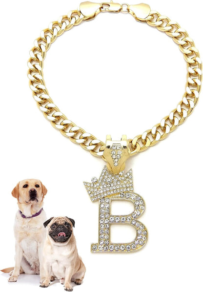 Icemond silver toned hip hop style pet Cuban link necklace.