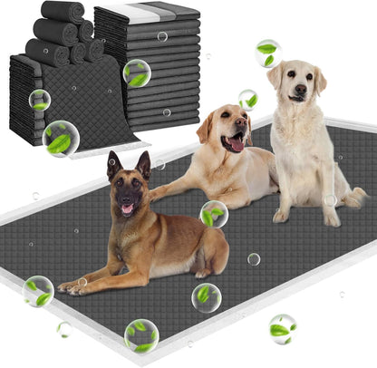 ELEGX Extra Large Charcoal Pet Training Pads front packaging view featuring premium odor control technology.