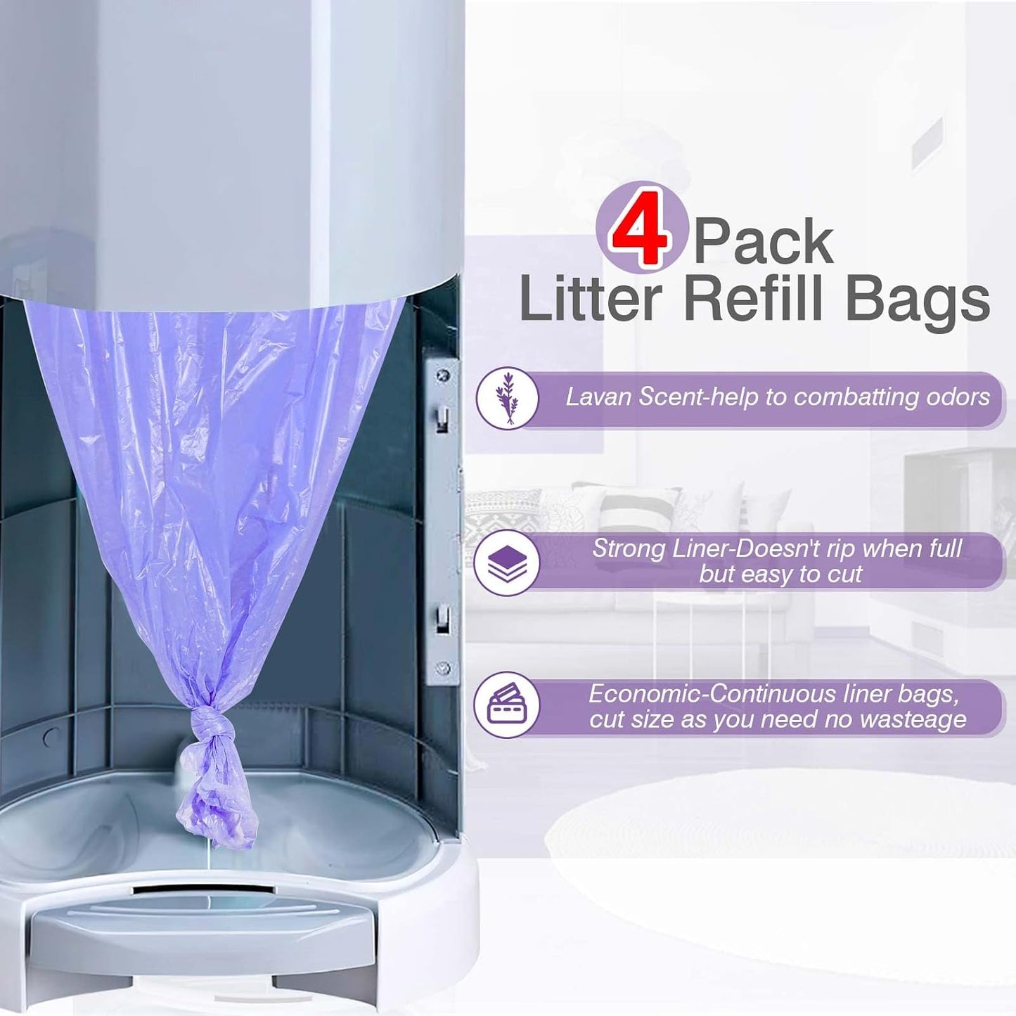 RUZAKO cat waste receptacle refill liners showing the 36-foot continuous roll design close up