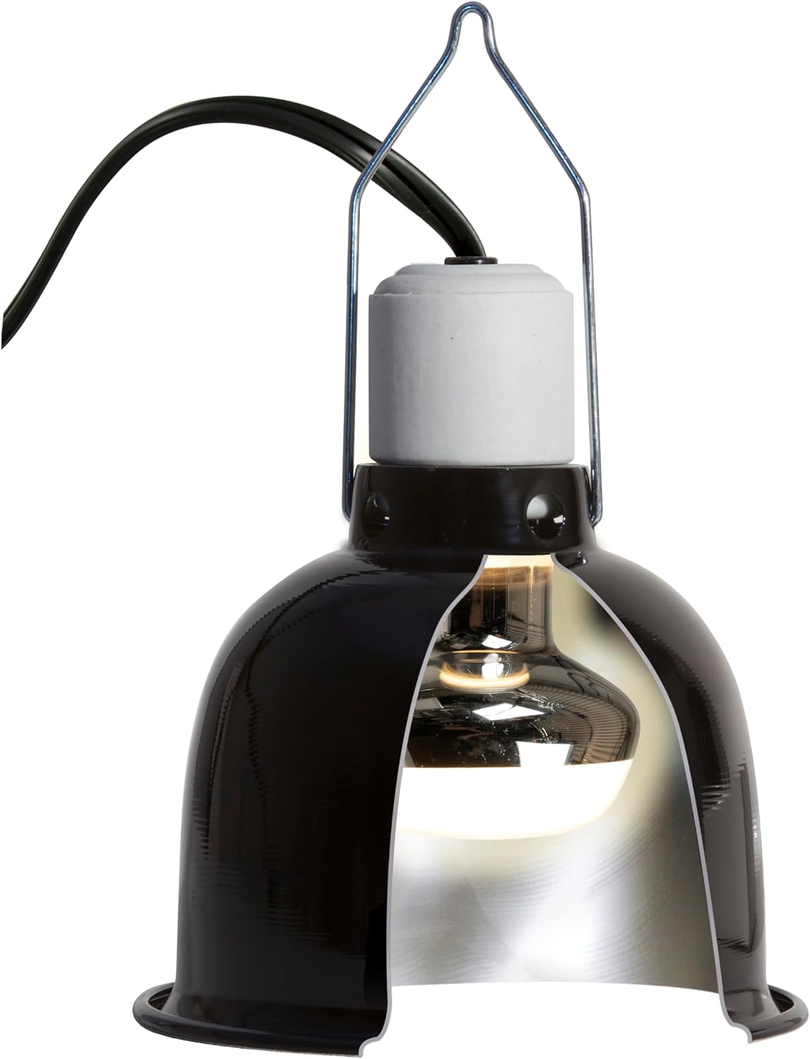 Zoo Med basking spot lamp installed in dome fixture