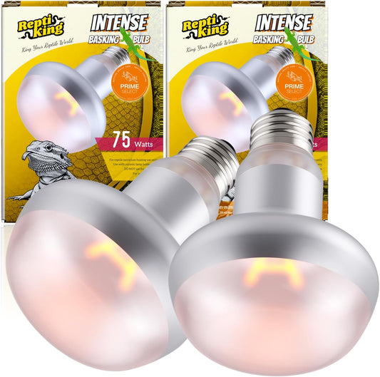 Lucky Herp reptile heat lamp 75W intense basking bulb front view for terrarium heating.