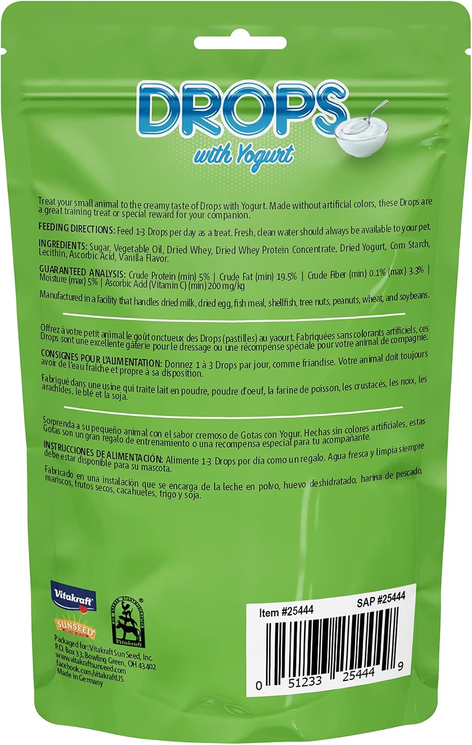 Vitakraft 5.3 Ounce pouch packaging details
