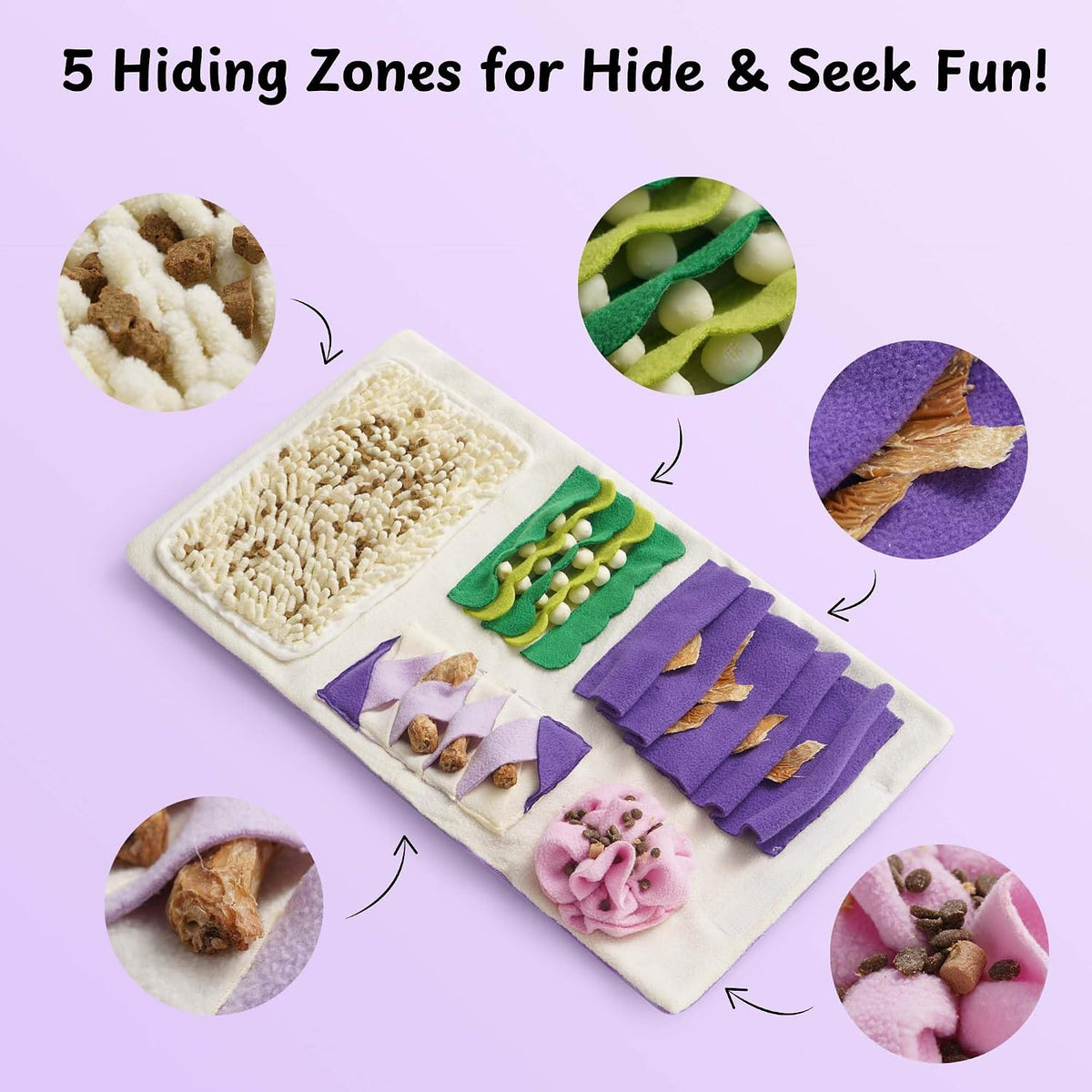Blueberry cake themed dog puzzle toy with treat pockets