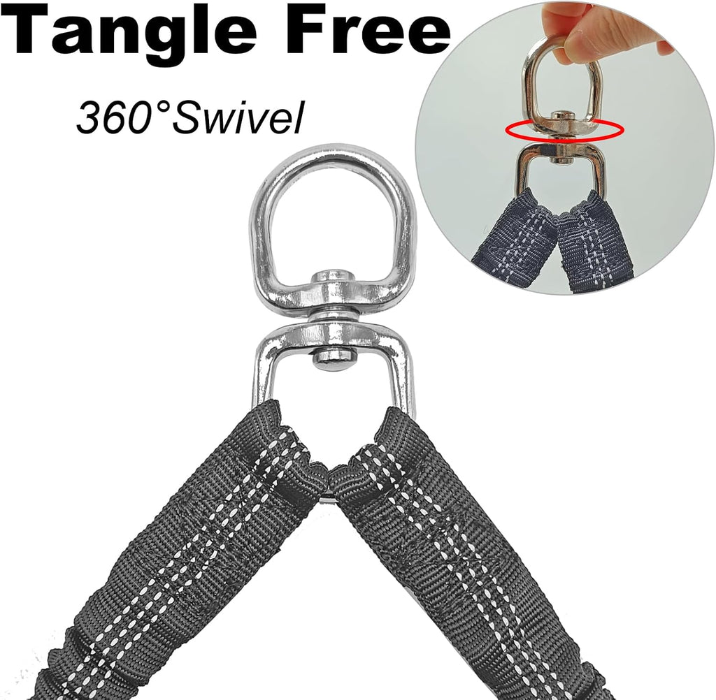 Shock absorbing bungee section stretching to demonstrate flexible tension relief.