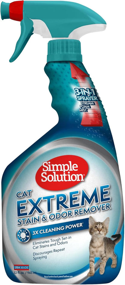 Simple Solution Extreme Cat Stain Eliminator, Stain Remover for Cats, Kitten Essentials, Floor Cleaner, Urine Destroyer, Carpet Cleaner Spray, Pet Odor Eliminator for Home, 32oz (Pack of 2) - Image 11