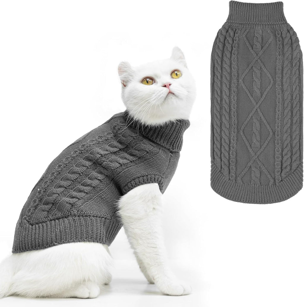 PUPTECK Winter Cat Sweater Coat - Soft Warm Cold Weather Clothes Knitwear for Kittens & Small Dogs Indoor Outdoor Wearing, Knitted Classic for Doggies Kitties Girls Boys, Black, M - Image 9