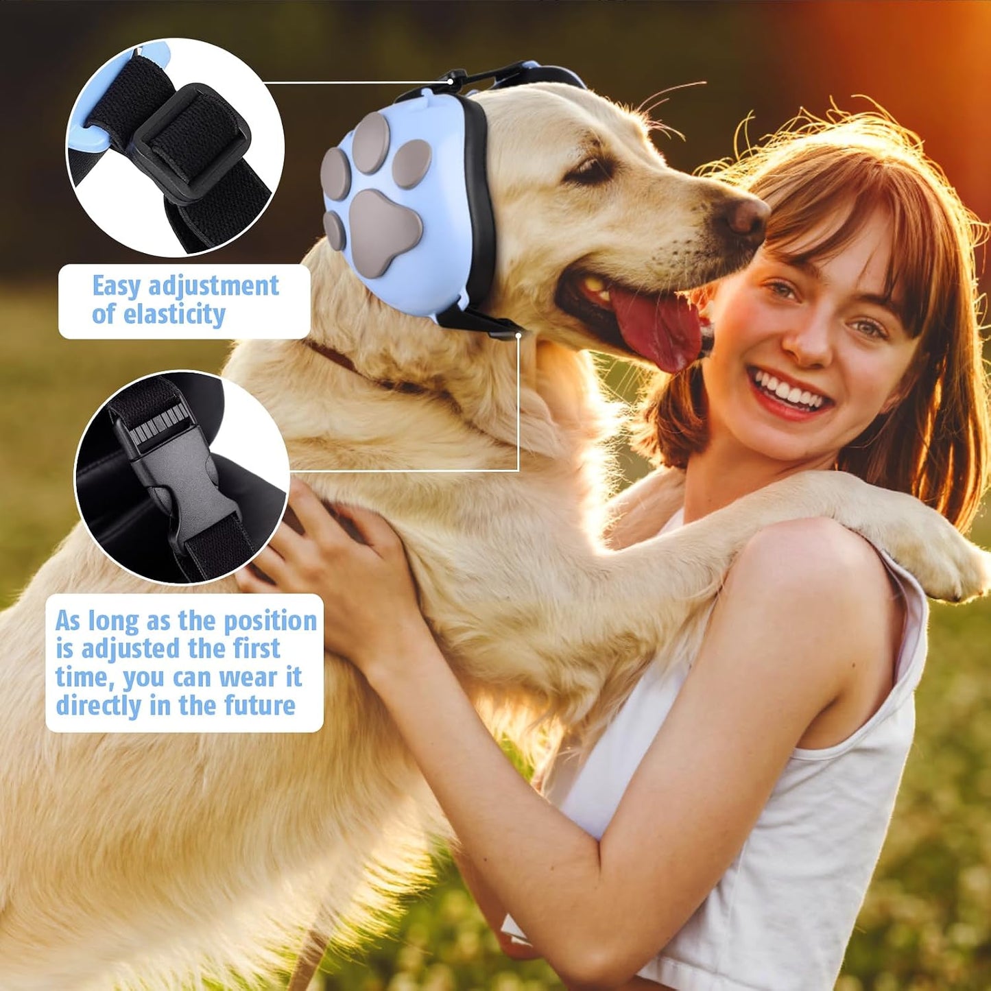 Famikako soundproof pet headphones close up view of the high density cotton ear cups.