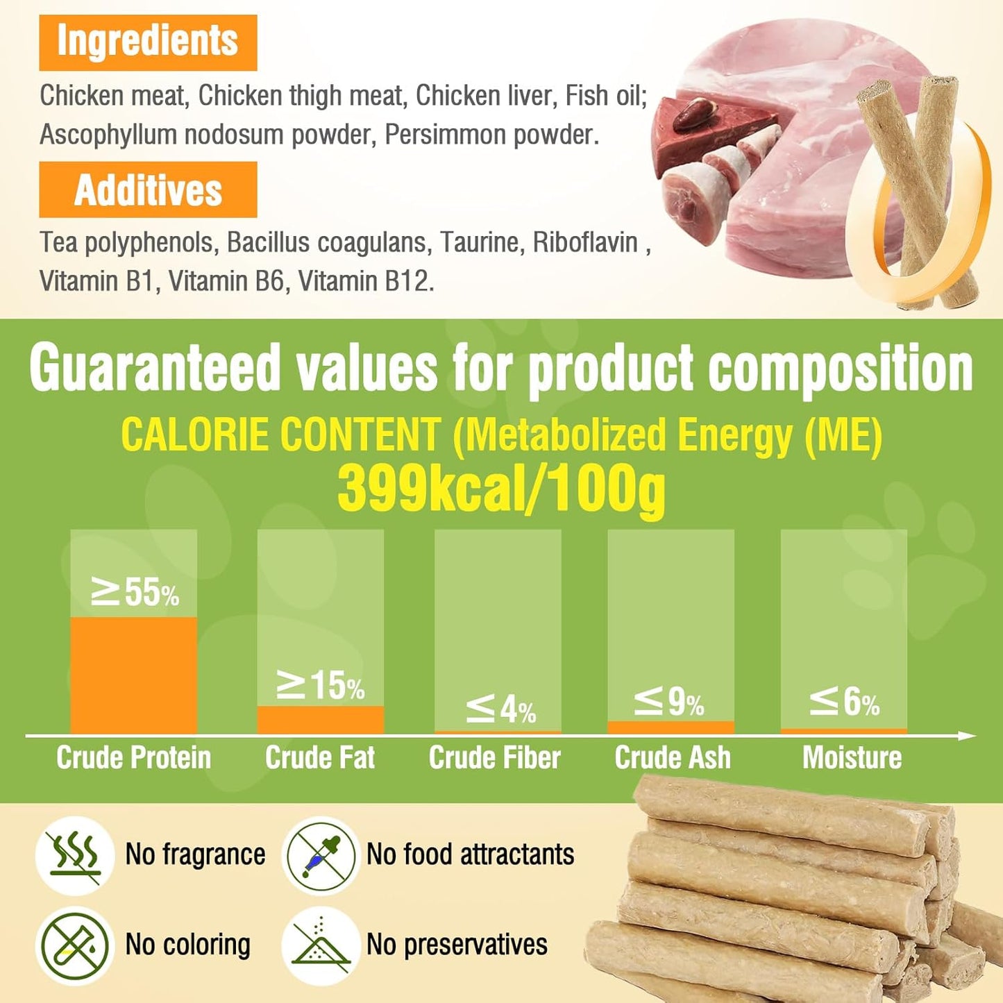 Low calorie high protein cat training rewards shown in fifty gram package size.
