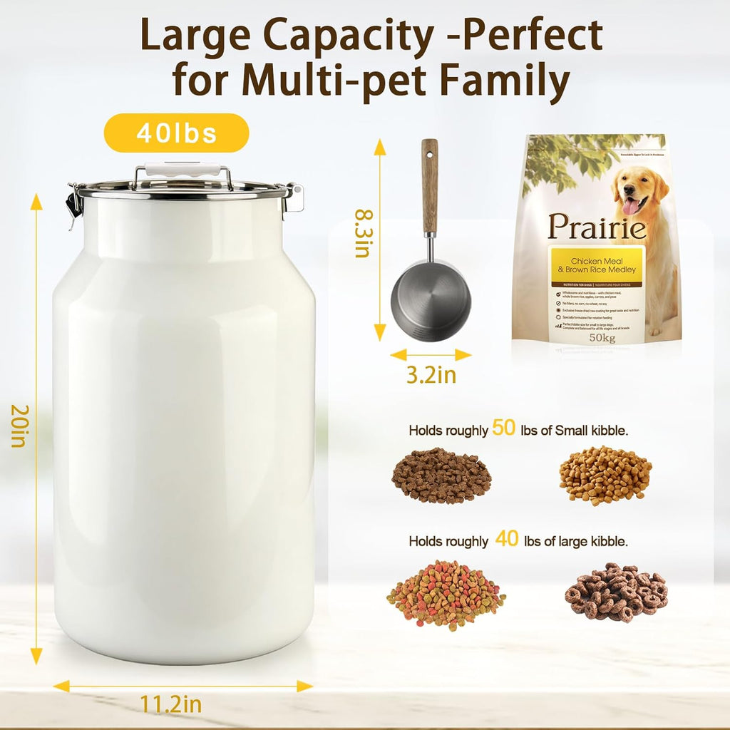 Aloxina dog and cat food bin with airtight lid open