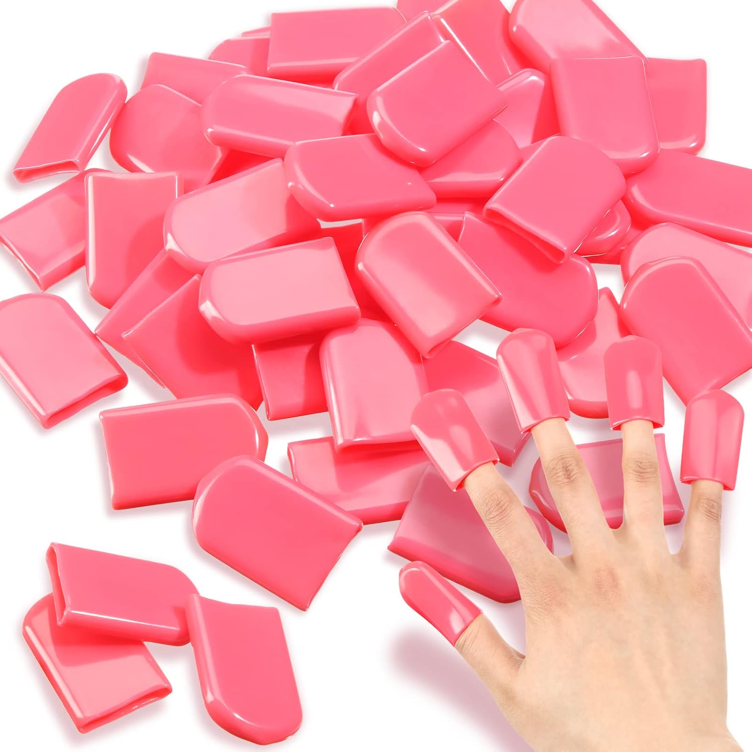 Loopeer Tanning Finger Tips front view showing fifty pink UV protection caps.