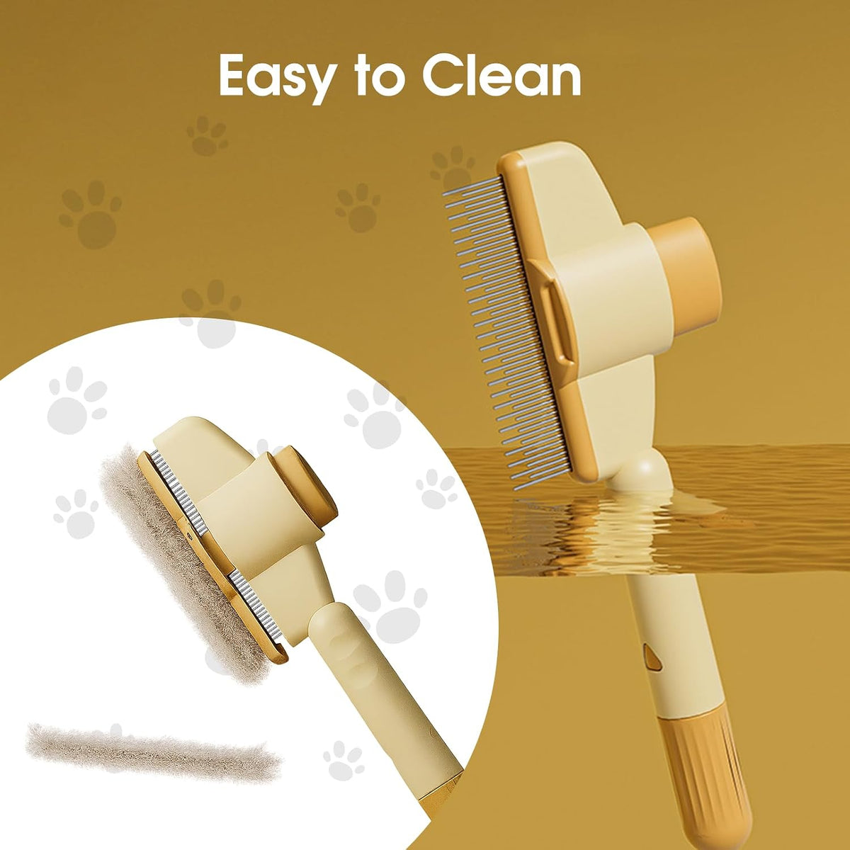 Pet grooming comb removing loose fur from cat