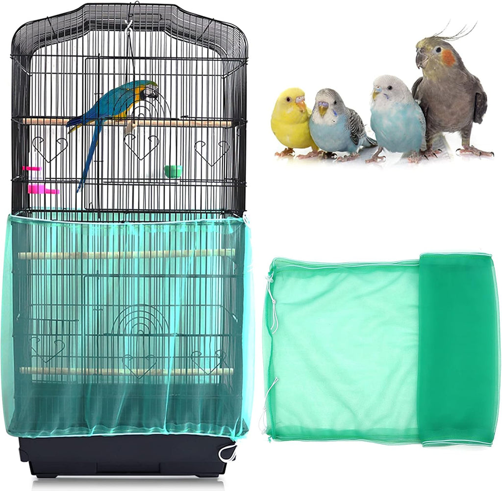 Daoeny Universal Bird Cage Cover, Adjustable Parrot Nylon Airy Soft Mesh Net, Seed Feather Catcher, Birdcage Cover Skirt Sheer Guard for Parakeet Macaw Round Square Cages (White) - Image 10