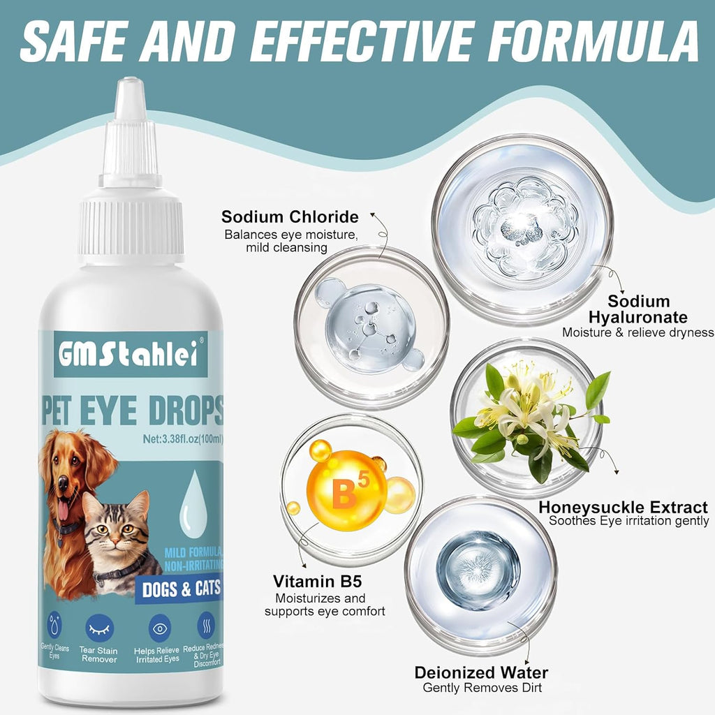 PetSilver tear stain remover before and after cleaning results on a cat
