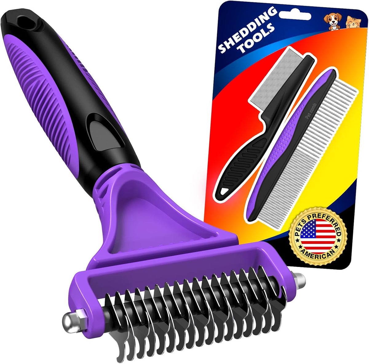 3PCS Pet Grooming Rake & Metal Comb & Flea Comb for Cats and Dogs, Double-Sided Dematting Tool, Extra-Wide Deshedding Dog Brush for Long Hair to Effectively Remove Tangles, Knots and Mats (Blue) - Image 10