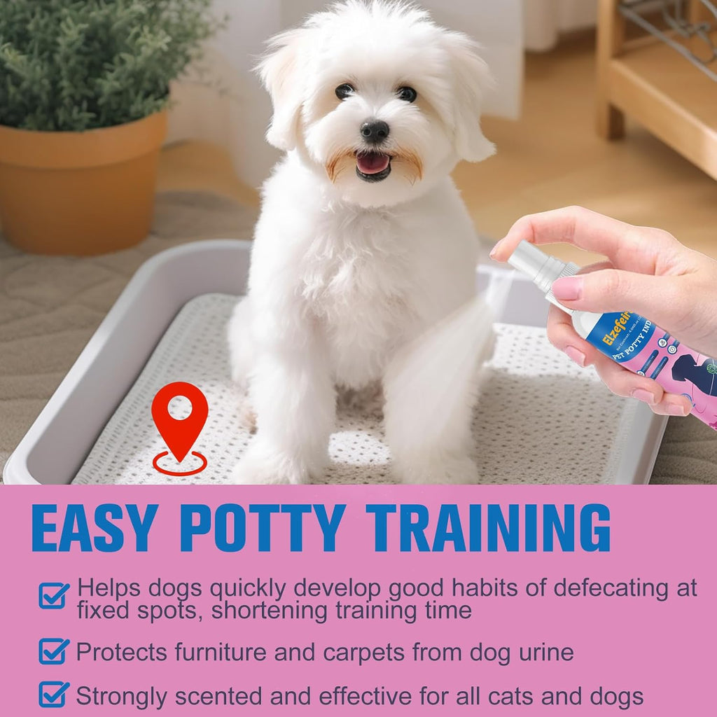 Go here dog potty training spray being applied to an indoor puppy pad