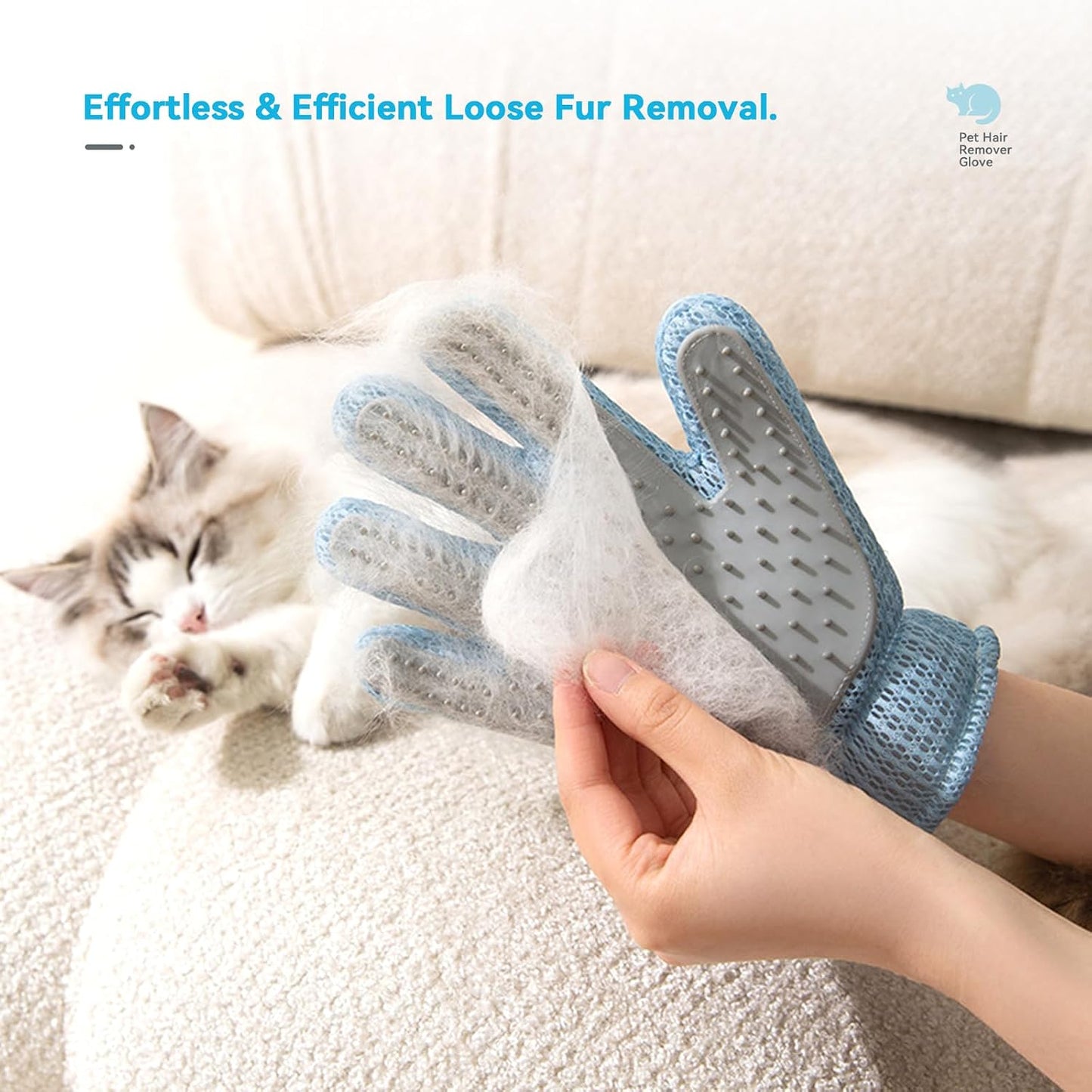 Electrostatic fur removal side of pet hair mitt for furniture