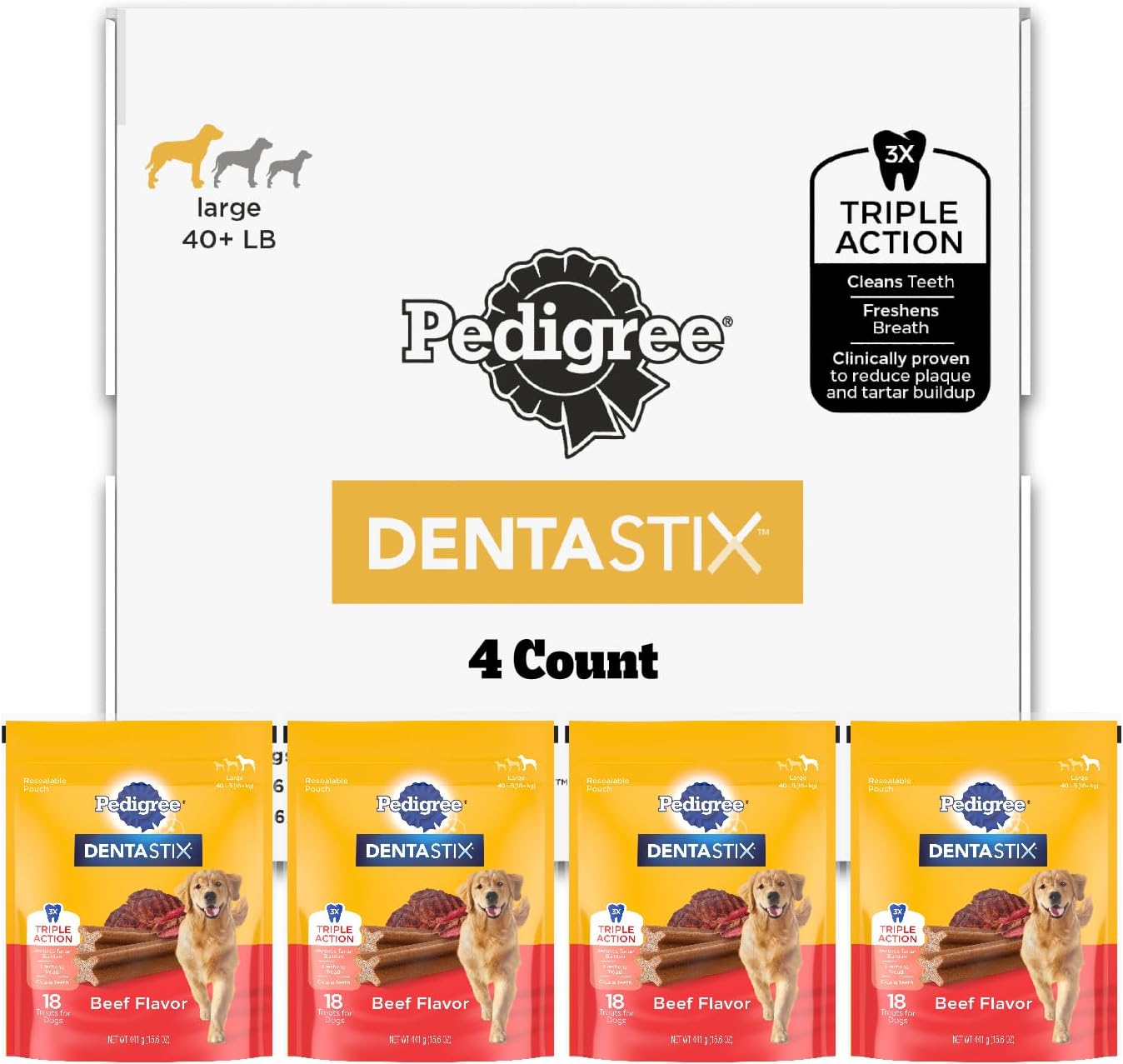Pedigree Dentastix Large Dog Treats, Original, Beef & Fresh, 2.73 lb. Variety Pack (51 Treats Total) - Image 12