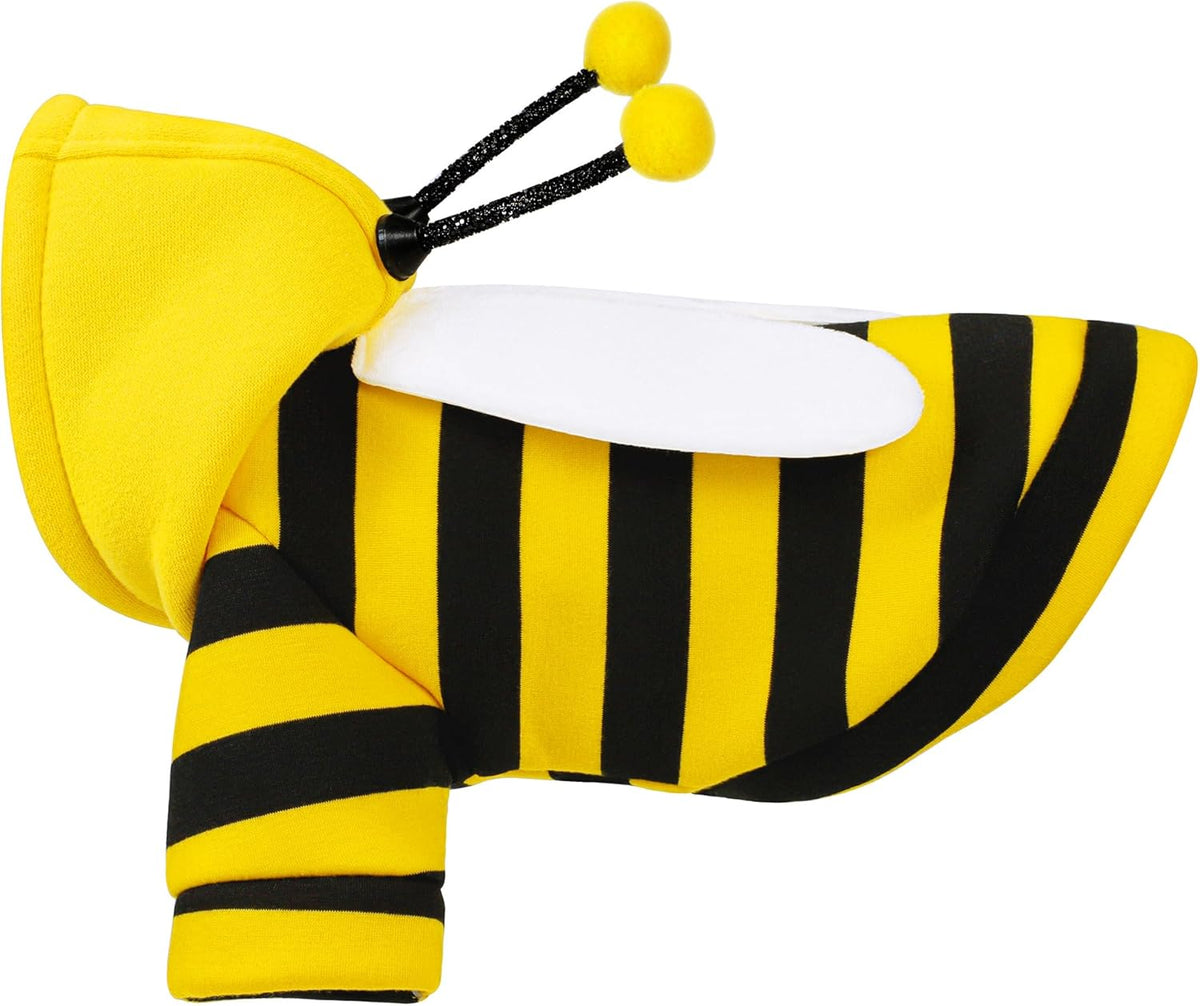 Close-up detail of the lightweight 3D wings on the back of the bee pet costume.