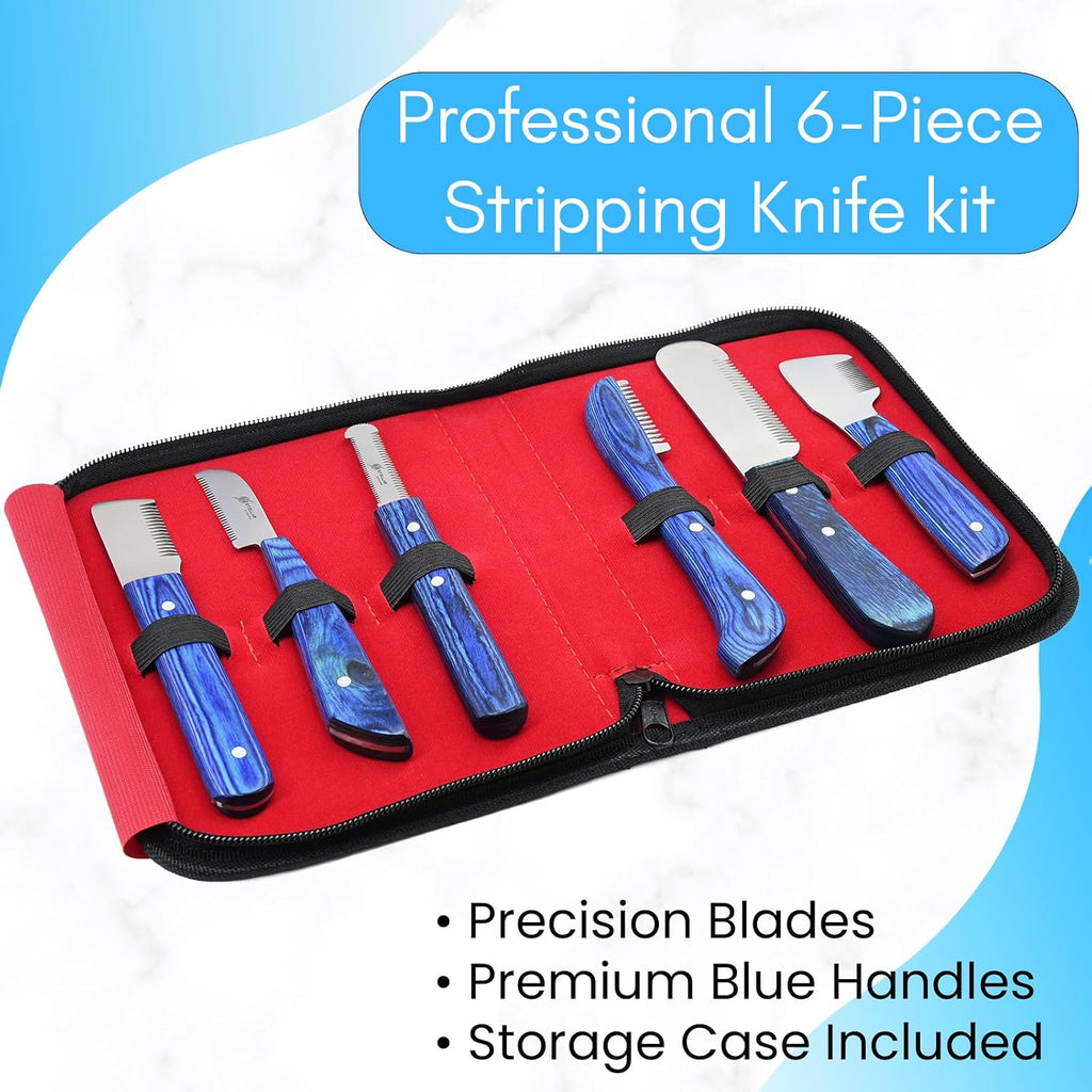 Coarse and medium stripping knives for dog undercoat removal