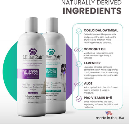 Lillian Ruff brightening shampoo and conditioner side by side