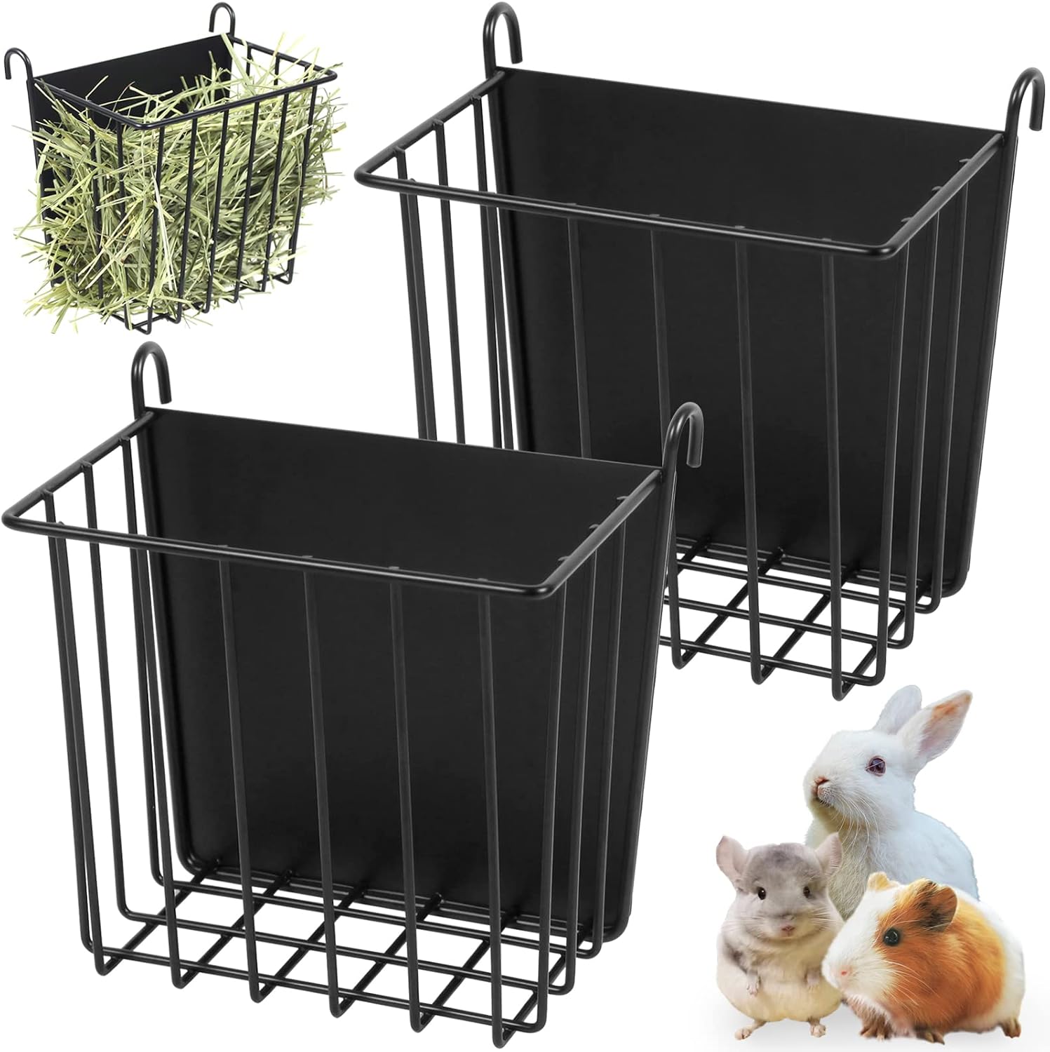 2PCS Rabbit Hay Feeder Guinea Pig Hay Feeder with Heavy-Duty Metal Frame Rabbit Hay Holder for Cage - Bunny Hay Feeder,for Rabbits Guinea Pigs Bunny Chinchillas - Image 1