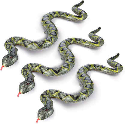 FuturePlusX inflatable fake snake 3-piece set front view floating in a backyard swimming pool