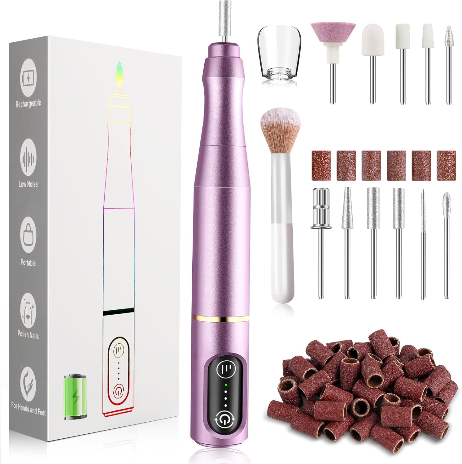 Tuobeo Cordless Nail Drill purple electric file kit