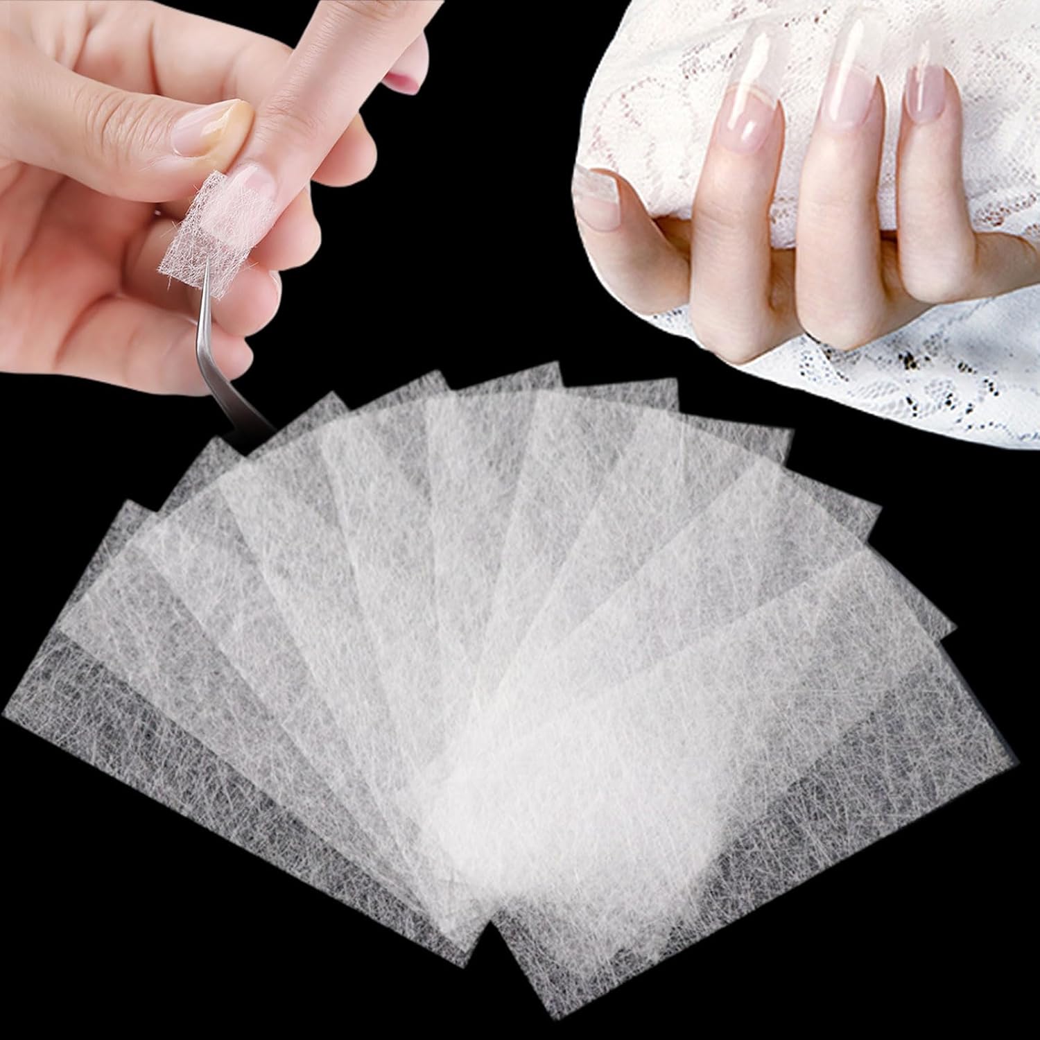 Calsgkspray 100 Pieces Nail Extension Silk Fiberglass front view for DIY manicure