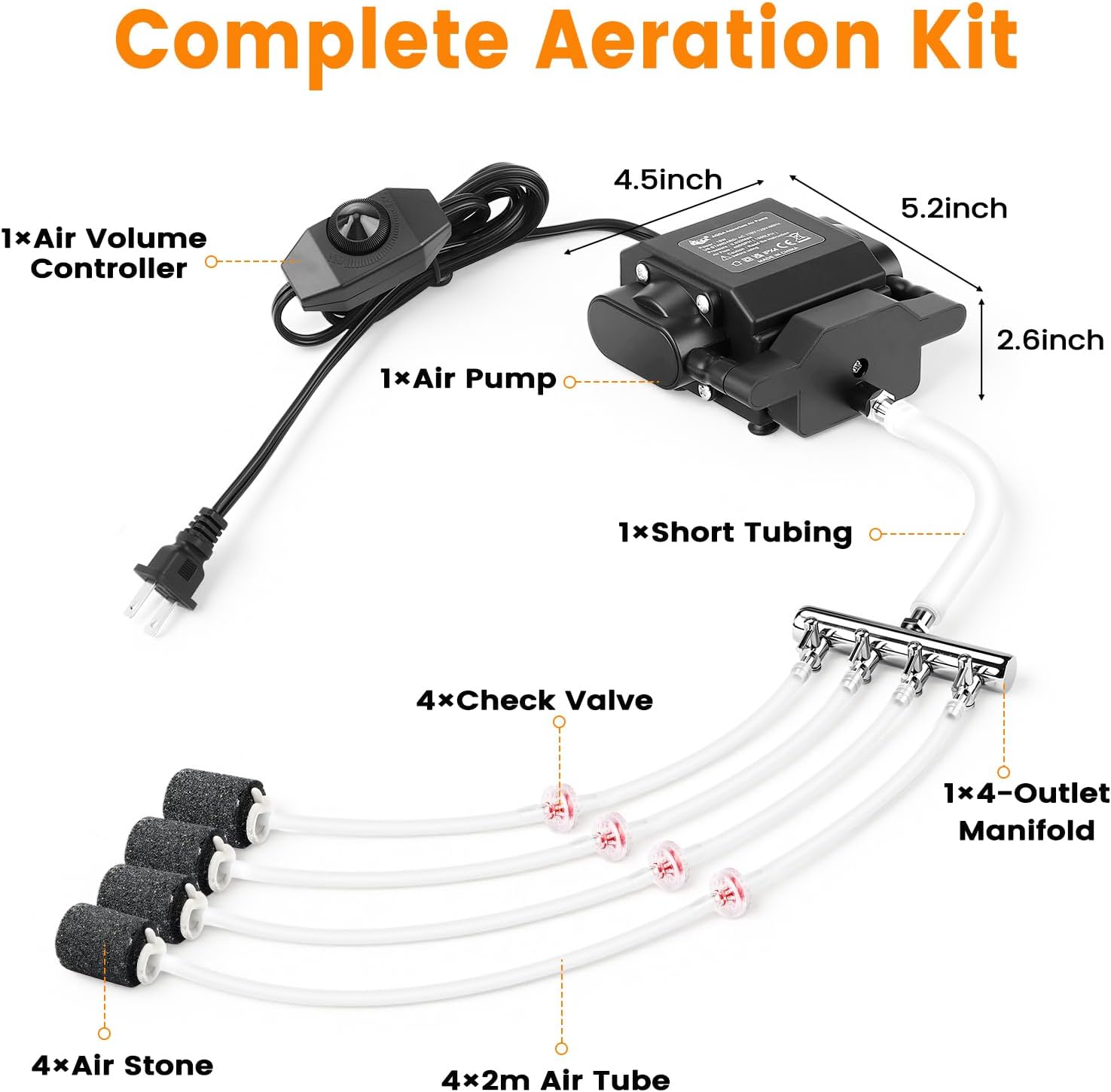 AQQA aquarium pump in use for a large outdoor pond aeration