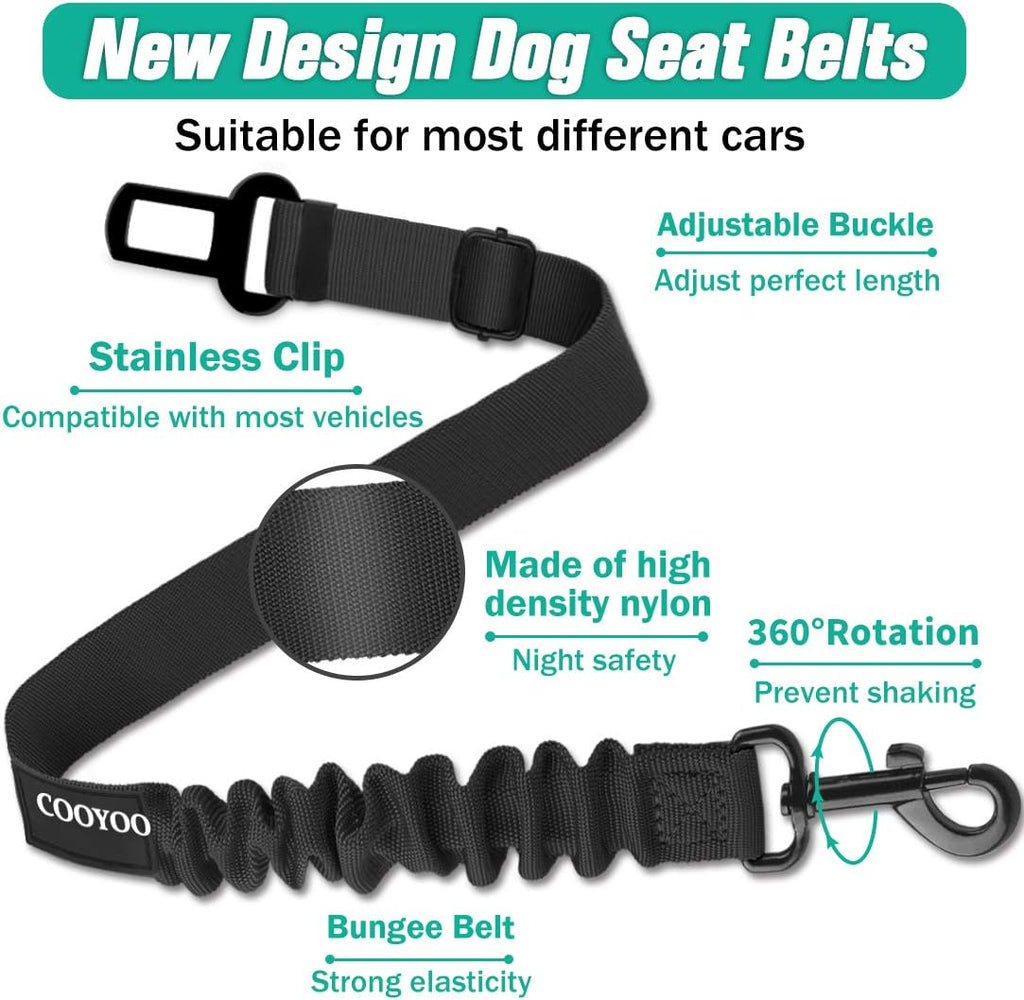 Cooyoo retractable dog seat belt showing elastic bungee design