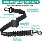 Cooyoo retractable dog seat belt showing elastic bungee design