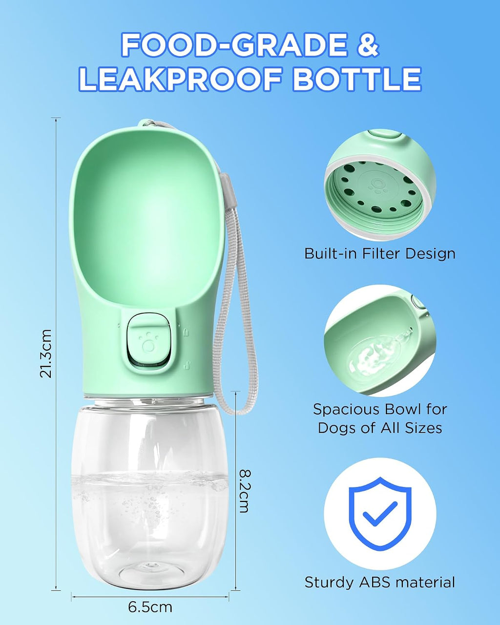 COTOP pet travel bottle with built-in poop bag dispenser open