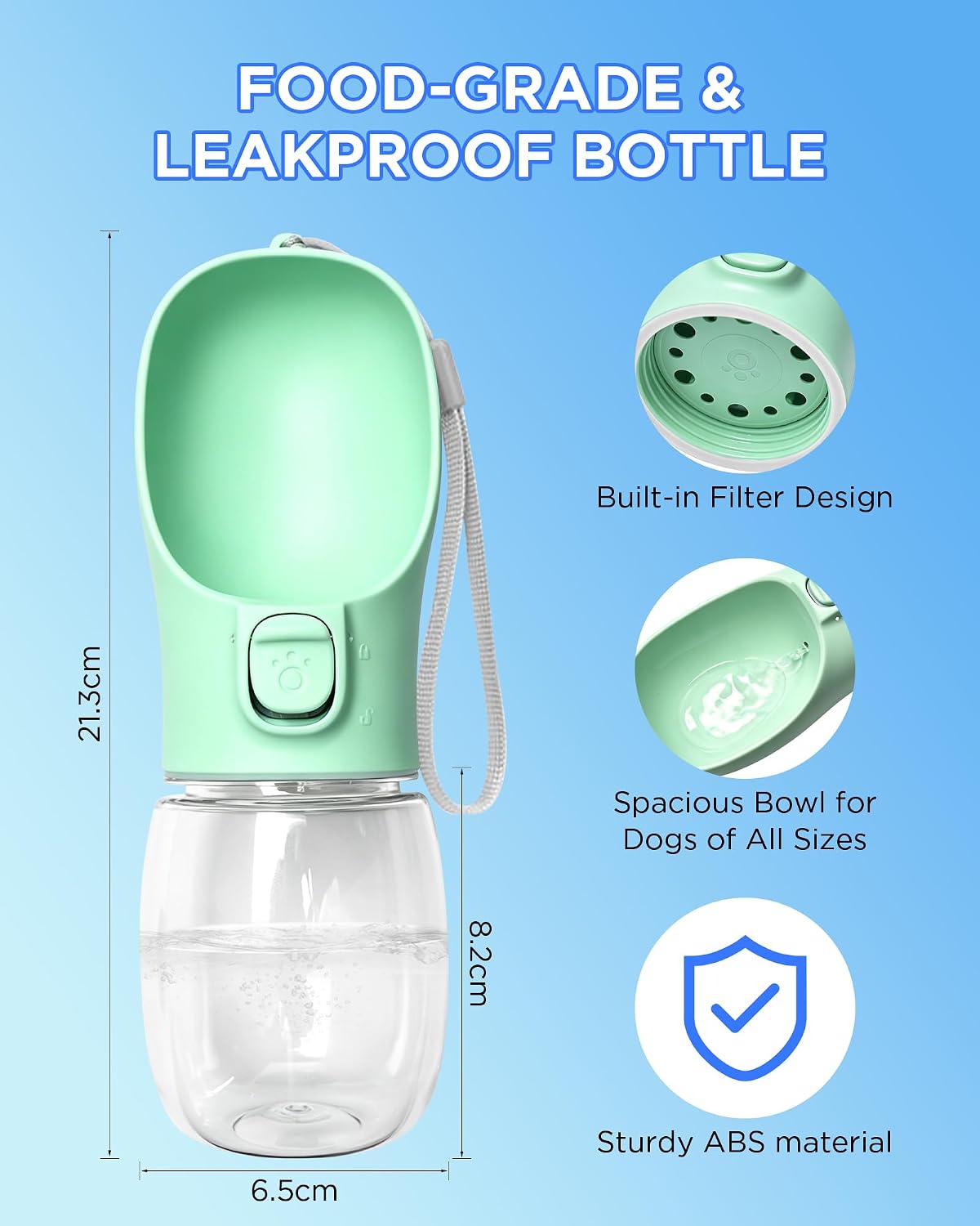 COTOP pet travel bottle with built-in poop bag dispenser open