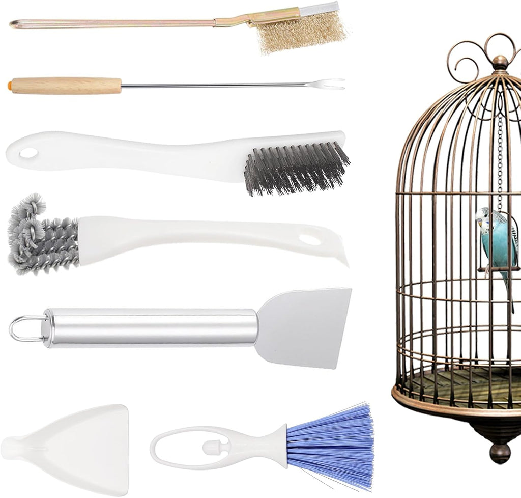 DINTSTYLE 7 Piece Bird Cage Cleaner Set front view premium pet habitat maintenance kit