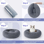 rabbitgoo Calming Cat Beds for Indoor Cats, 20 inches, Dark Grey | Soft Warm Donut, Fluffy Faux Fur, Supportive Raised Rim, Anti-slip, Machine Washable, Up to 15lbs Kittens & Small Cats - Image 9