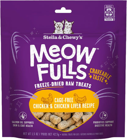 Stella & Chewy's Meowfulls Freeze Dried Cat Treats - Turkey & Duck Recipe - Raw Protein with Probiotics & Salmon Oil - 1 Calorie Per Treat - 1.5 oz - Image 9