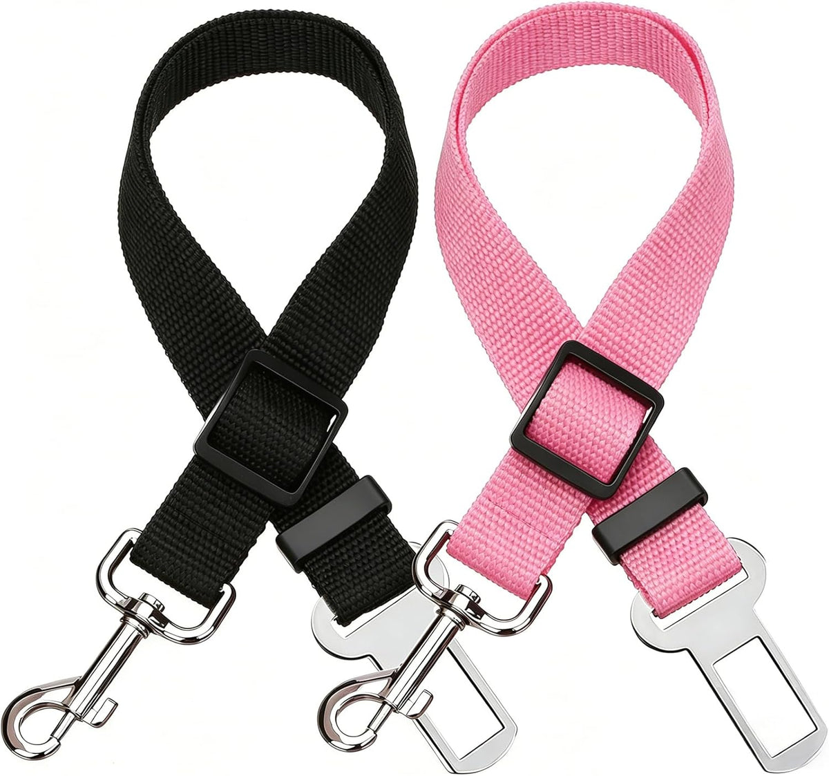 Elisel adjustable pet car seat belt 2 pack black and pink