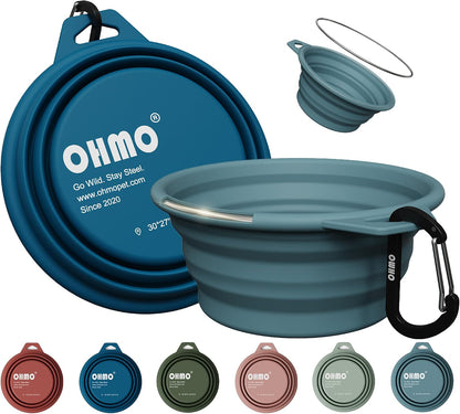 OHMO Collapsible Dog Bowl (2 Pack, Camo & Light Green 12oz/400ml) Premium Silicone Pet Water Bowls for Cats & Dogs, Portable Foldable Dog Travel Bowls for Outdoor Camping Hiking - Image 11