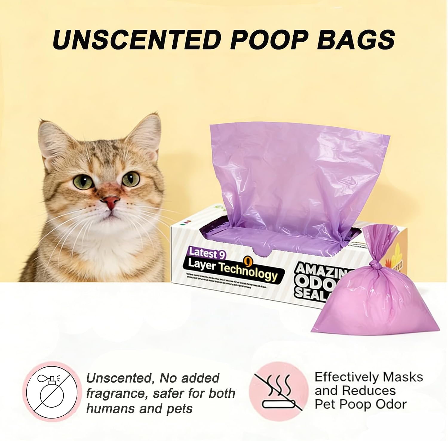 Covfresh purple unscented leakproof cat waste bags close up