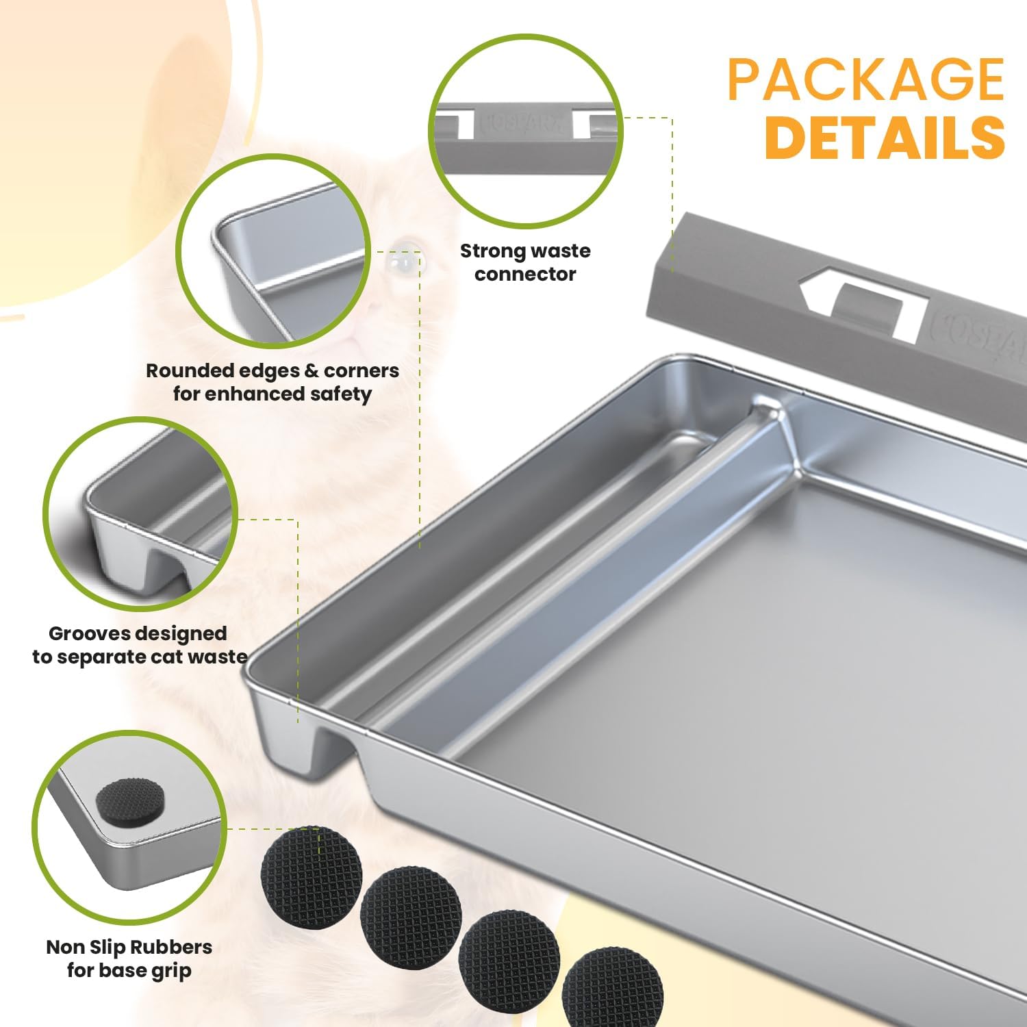 COSPARX tray installed in compatible self cleaning litter box