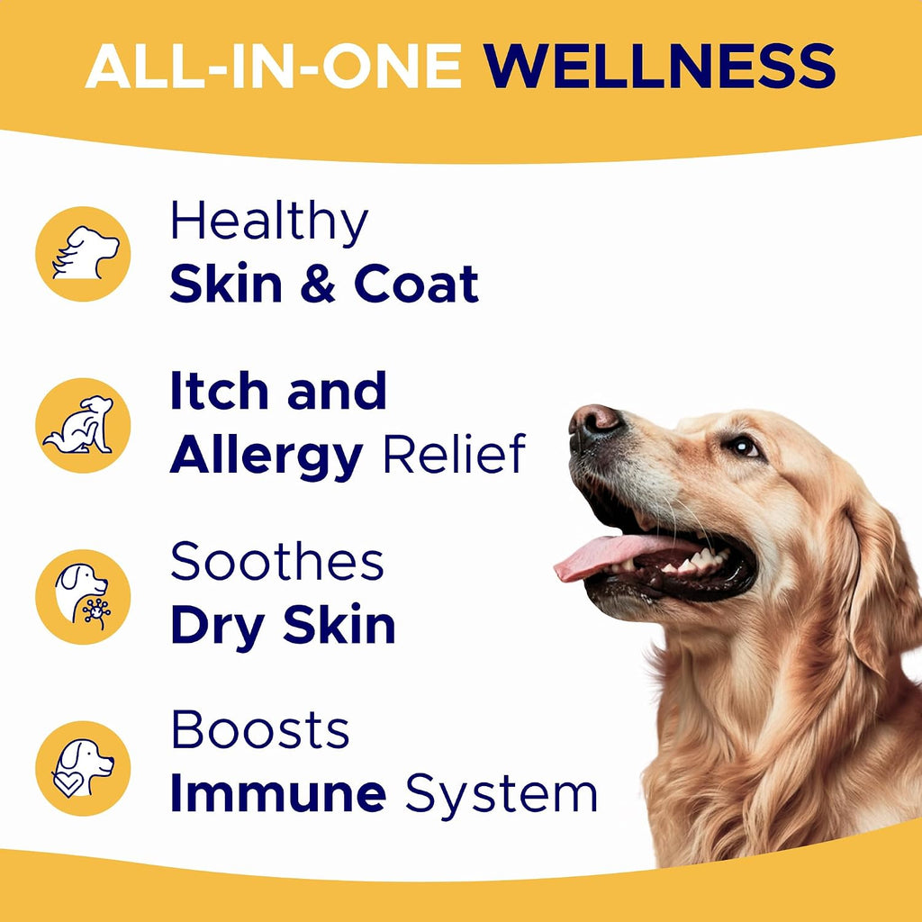 GoodGrowlies dog skin and coat allergy relief chews supplement info