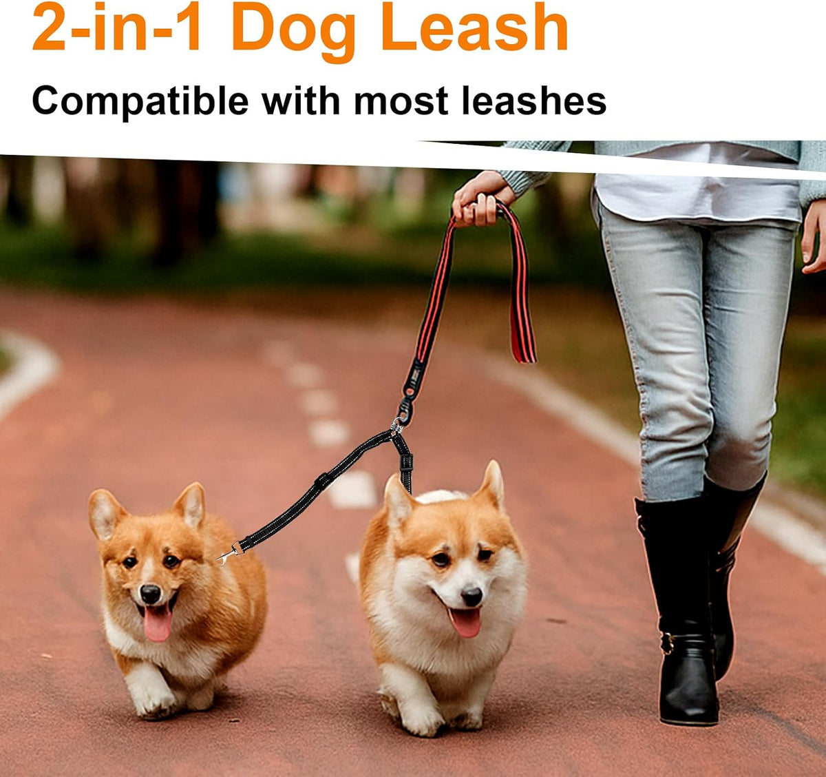 MingXpets no pull dual pet walking lead extension view