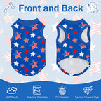 Side view of dog wearing American flag summer puppy clothes