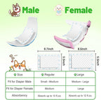 Regular size xfire dog diaper booster pads positioned next to a measurement guide