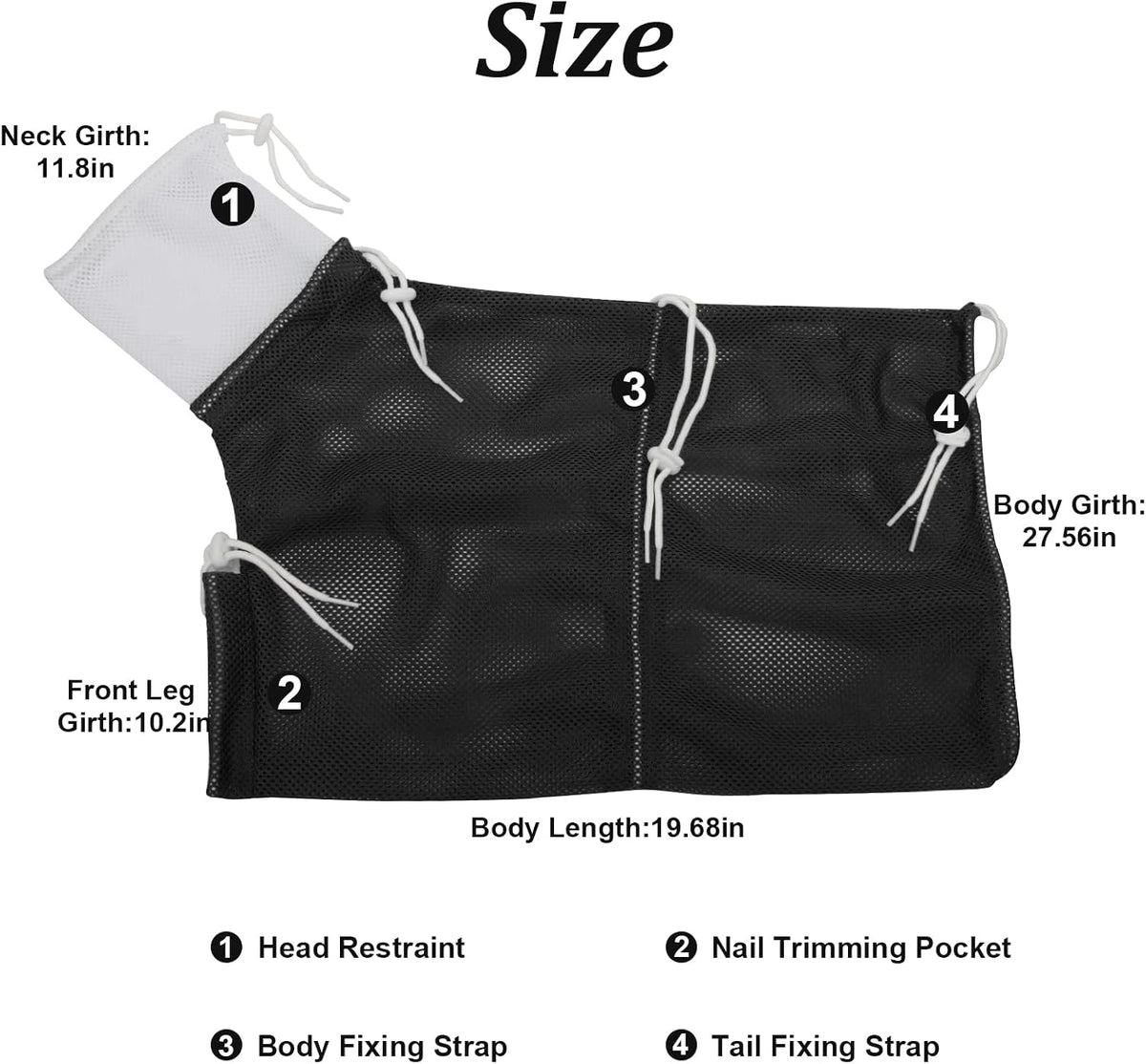 Adjustable grooming bag with secure drawstrings isolating a cat paw for safe claw trimming.
